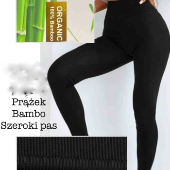 Legginsy Czarne Plus Size - Prążek 