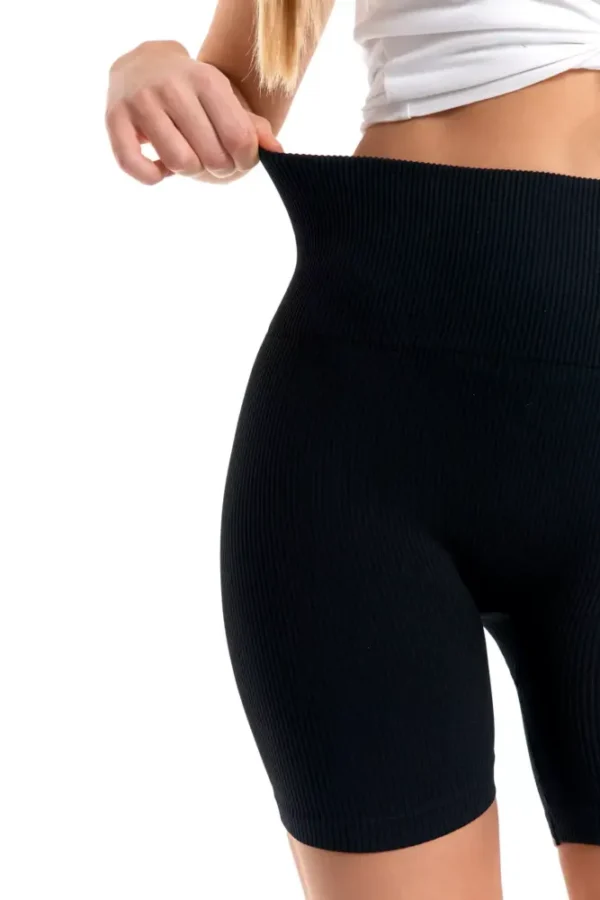 Bezszwowe legginsy kolarki damskie z wysokim stanem w prążek - obrazek 3