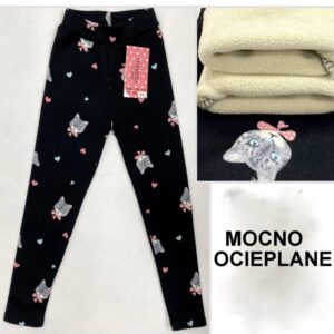 Legginsy Ocieplane Kotki z Kokardką