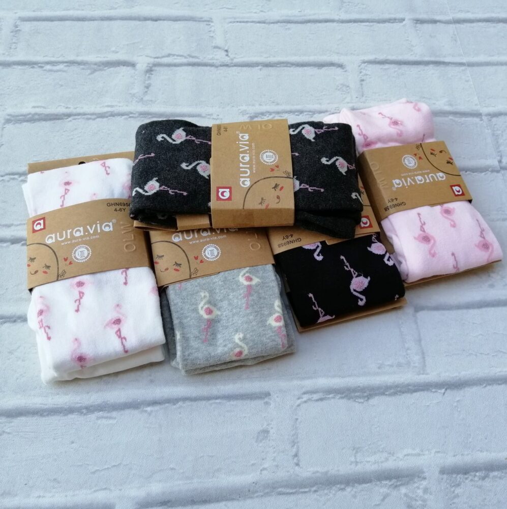 Rajstopy bawełniane - Flamingi