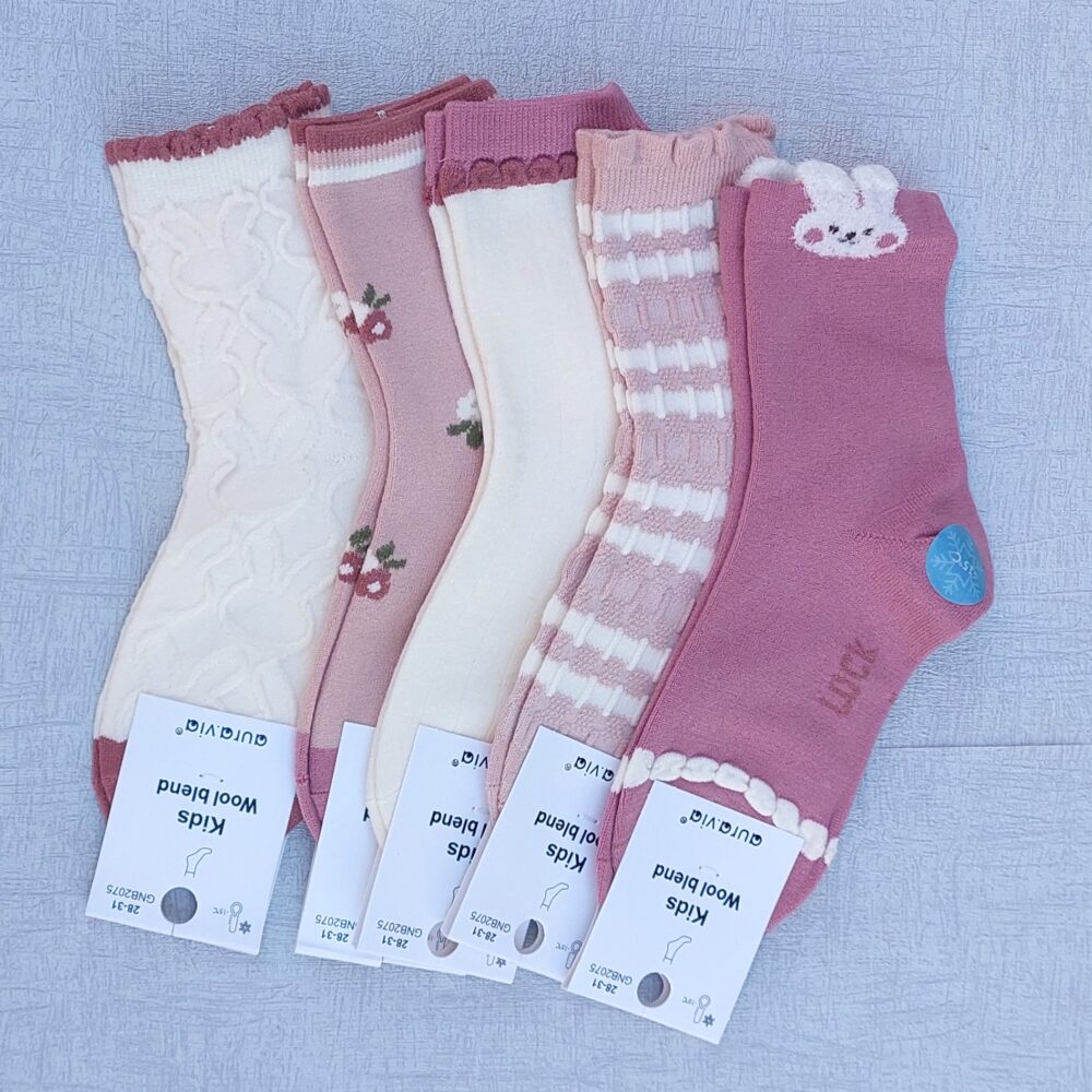 5x Skarpety Dziecięce z Wełną - THERMO króliki - obrazek 2