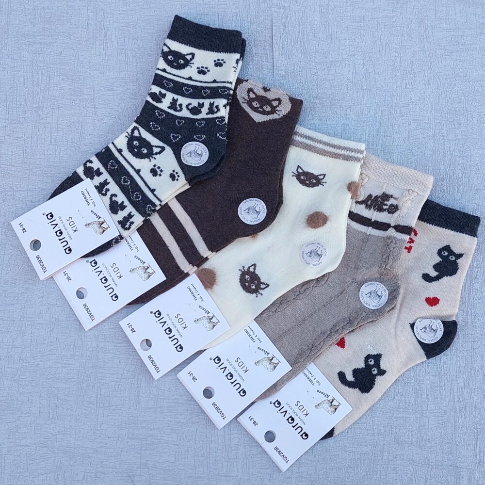 5x Skarpety Dziecięce z Wełną - THERMO KOCIAKI