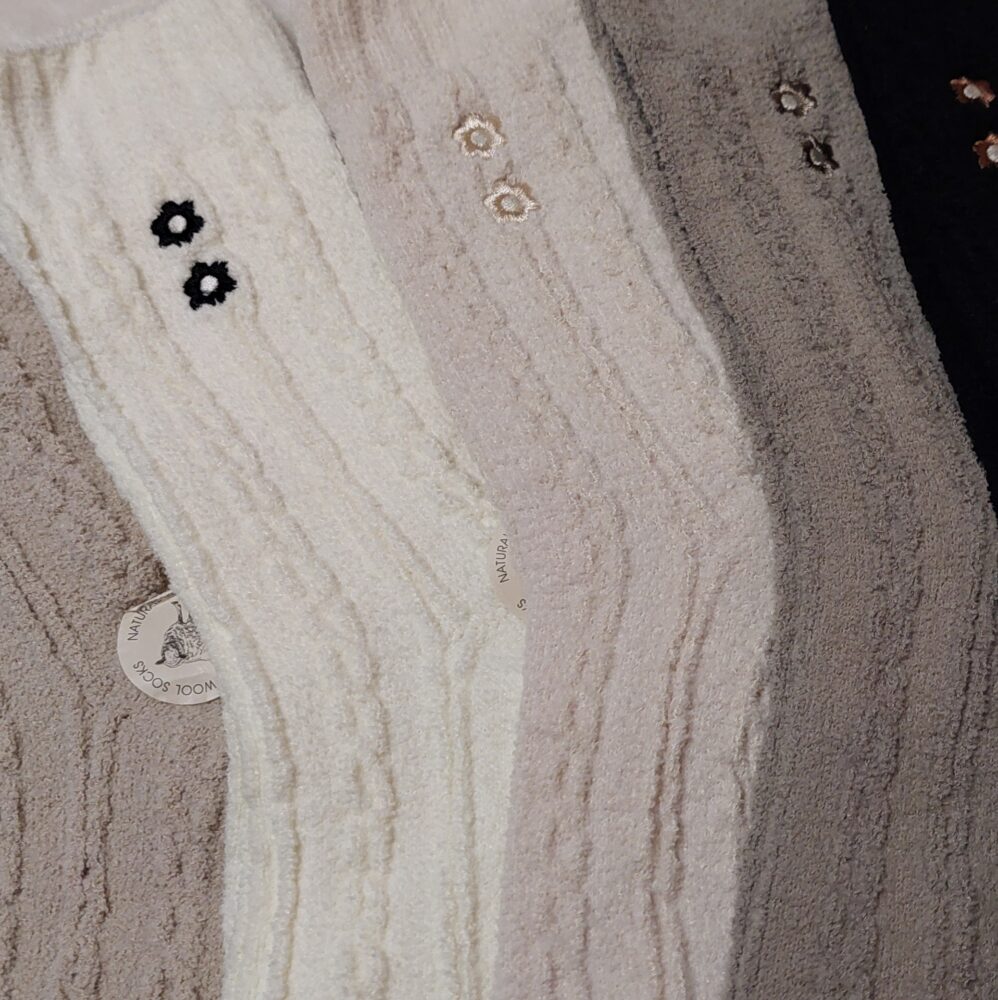 Ciepłe Skarpety Damskie - Wełna Alpaka z kwiatuszkiem - obrazek 4