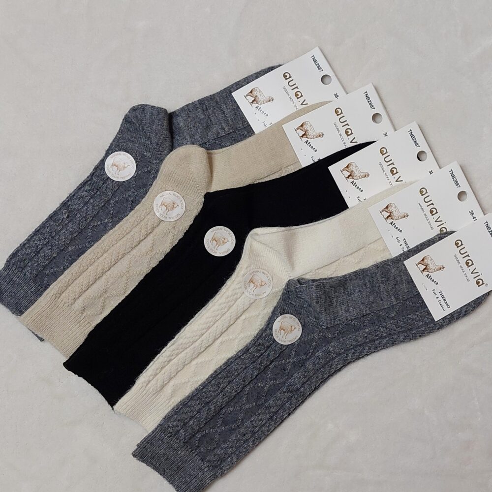 Ciepłe Skarpety Damskie - Wełna Alpaka Gładkie - wzór 2