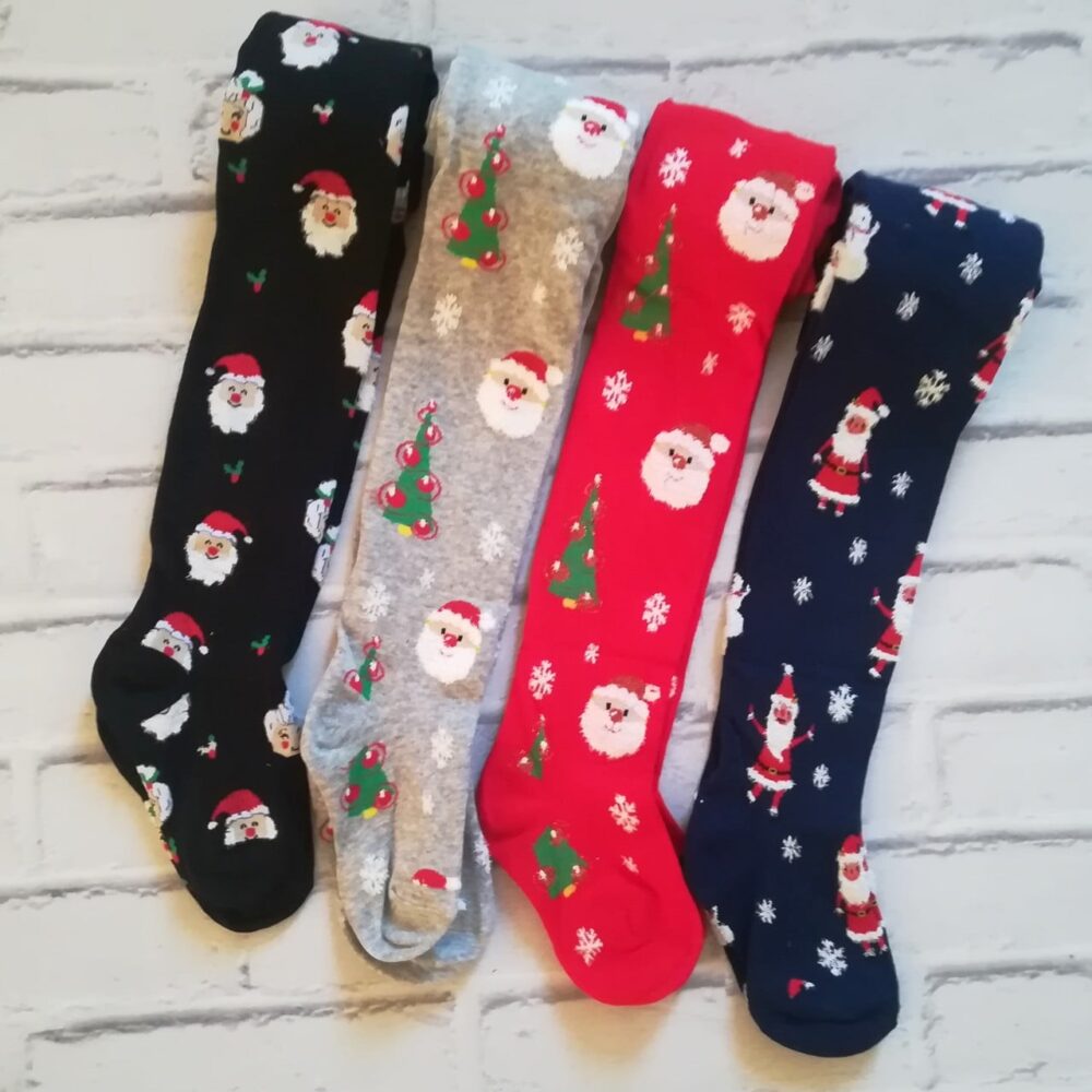 Rajstopy bawełniane - wzór świąteczny