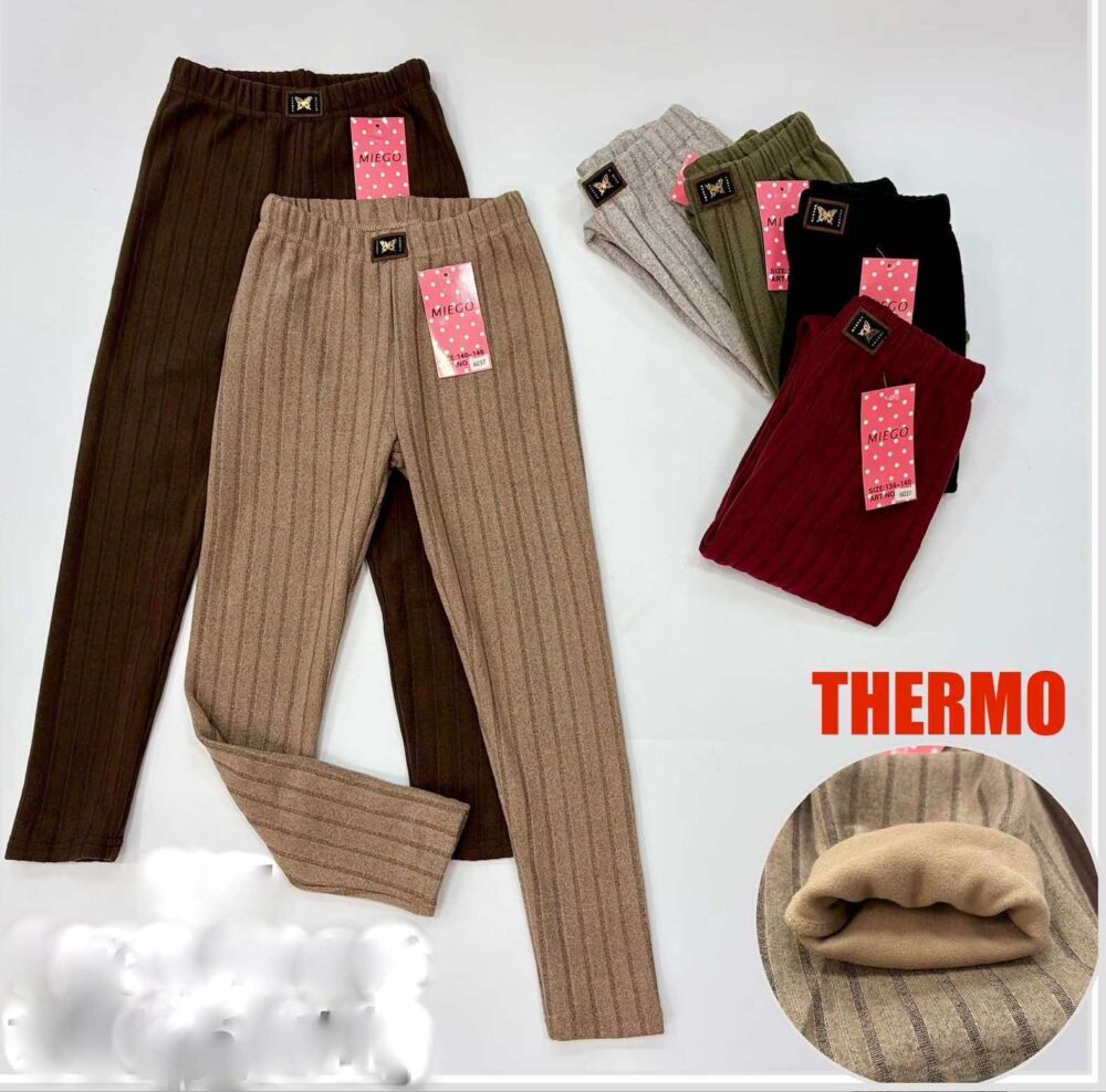 Legginsy ocieplane Prążek Termo Kolor- Motylek