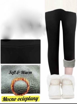 Legginsy Ocieplane -GŁADKIE CZARNE