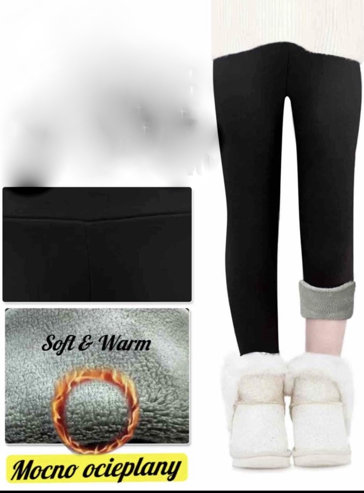 Legginsy Ocieplane -GŁADKIE CZARNE